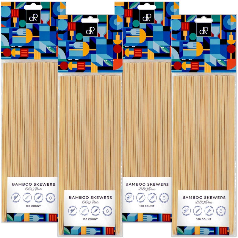 DecorRack 8" Natural Bamboo Skewers Sticks, 400 Wood Skewers for Grilling, BBQ, Kabob, Appetizers, Fruits, Smores, Cocktail, Brunch, Fondue Sticks, Barbeque, DIY Crafting, 8 inch (400 pack) - Image 3